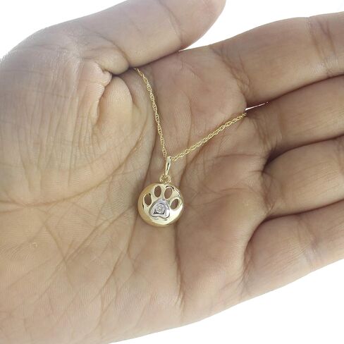 14k Yellow, White Gold Over Sterling Silver Natural Diamond Paw Print Necklace, Necklace, Dog Jewelry for Women, Pendant in Kuwait