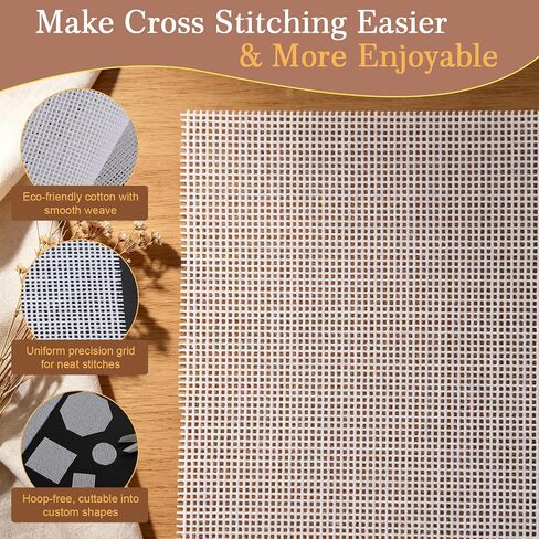 2 Pack Needlepoint Canvas 20 x 18 Inch, 14 Mesh Blank White Embroidery Canvas, Stiff Poly Cotton Needlepoint Mesh Fabric for Cross Stitch, Needlepoint, Punch Needle, DIY Craft Projects in Saudi Arabia
