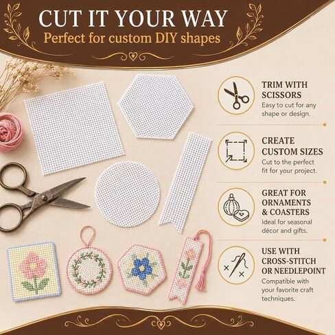 2 Pack Needlepoint Canvas 20 x 18 Inch, 14 Mesh Blank White Embroidery Canvas, Stiff Poly Cotton Needlepoint Mesh Fabric for Cross Stitch, Needlepoint, Punch Needle, DIY Craft Projects in Saudi Arabia