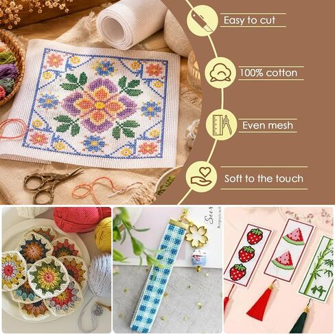 2 Pack Needlepoint Canvas 20 x 18 Inch, 14 Mesh Blank White Embroidery Canvas, Stiff Poly Cotton Needlepoint Mesh Fabric for Cross Stitch, Needlepoint, Punch Needle, DIY Craft Projects in Saudi Arabia