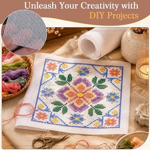 2 Pack Needlepoint Canvas 20 x 18 Inch, 14 Mesh Blank White Embroidery Canvas, Stiff Poly Cotton Needlepoint Mesh Fabric for Cross Stitch, Needlepoint, Punch Needle, DIY Craft Projects in Saudi Arabia