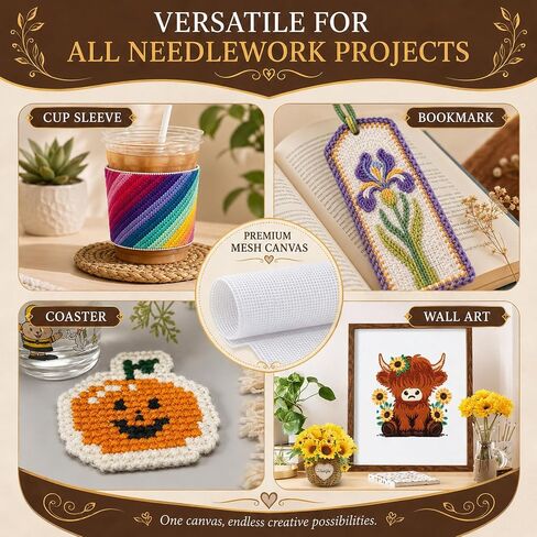 2 Pack Needlepoint Canvas 20 x 18 Inch, 14 Mesh Blank White Embroidery Canvas, Stiff Poly Cotton Needlepoint Mesh Fabric for Cross Stitch, Needlepoint, Punch Needle, DIY Craft Projects in Saudi Arabia
