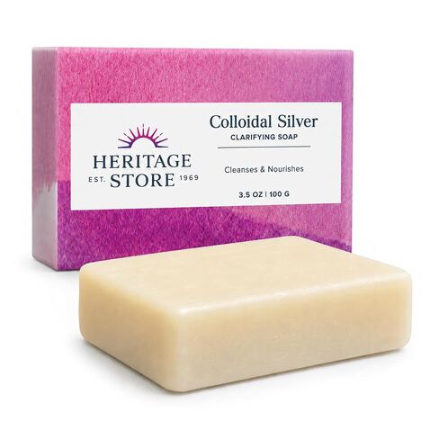 HERITAGE STORE Colloidal Silver Soap, Bar, Rosemary (Carton) | 3.5oz in Saudi Arabia