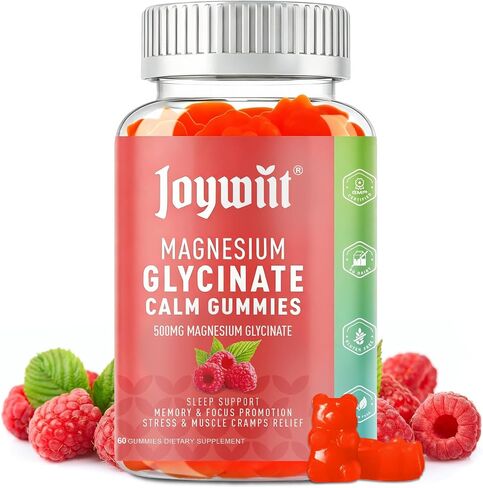 Magnesium Glycinate 500mg with Threonate 200mg for Adults & Kids, Magnesium Gummies with Vitamin D, B6, B12 for Calm Mood & Sleep Support, Non-GMO, Vegan, Pectin - 60 Counts in Kuwait