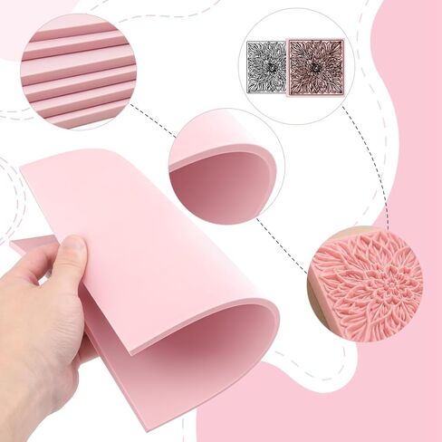 8 PCS 8 x 10 inch Rubber Linoleum Carving Blocks, Pink Linocut Blocks for Stamp Making, Printmaking & Block Printing Supplies in Saudi Arabia
