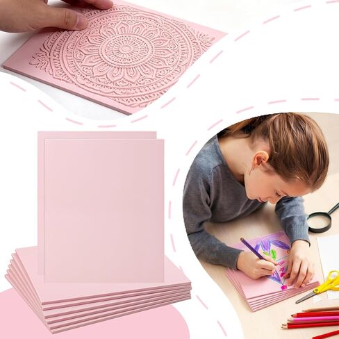 8 PCS 8 x 10 inch Rubber Linoleum Carving Blocks, Pink Linocut Blocks for Stamp Making, Printmaking & Block Printing Supplies in Saudi Arabia