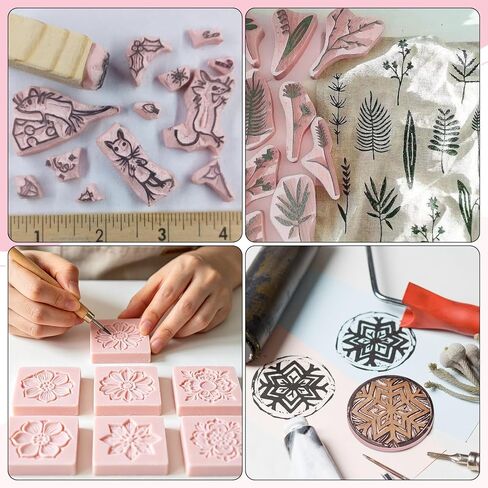 8 PCS 8 x 10 inch Rubber Linoleum Carving Blocks, Pink Linocut Blocks for Stamp Making, Printmaking & Block Printing Supplies in Saudi Arabia