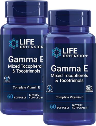 Life Extension Gamma E Mixed Tocopherols & Tocotrienols - Complete Spectrum of Vitamin E for Antioxidant Protection - Gluten-Free, Non-GMO - 60 Softgels in Kuwait