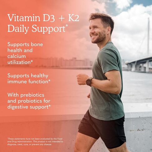 Garden of Life Vitamin D3+K2 Gummies with Prebiotics&Probiotics for Digestion,2000 IU Vitamin D3+100mcg K2 for Bone&Immune Health for Adults,Vitamin Code,Non-GMO,Gluten-Free,45 Raspberry Lemon Gummies in Kuwait