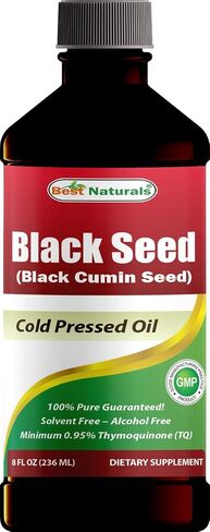 Best Naturals Black Seed Oil - Minimum 0.95% Thymoquinone (TQ) - Cold Pressed Nigella Sativa Aids in Digestive Health, Immune Support, Brain Function, Joint Mobility, Gluten Free, Non GMO - 8 OZ in Kuwait