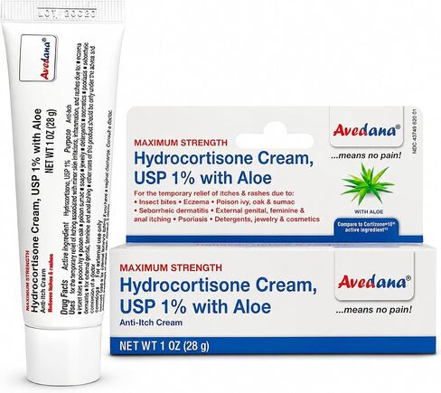 AVEDANA Hydrocortisone Cream – 1 Ounce Eczema Cream with Aloe Vera – Premium Anti Itch Cream Extra Strength – Ideal for Rashes, Itchiness, Insect Bites, Dermatitis, Detergents, Jewelry in Kuwait