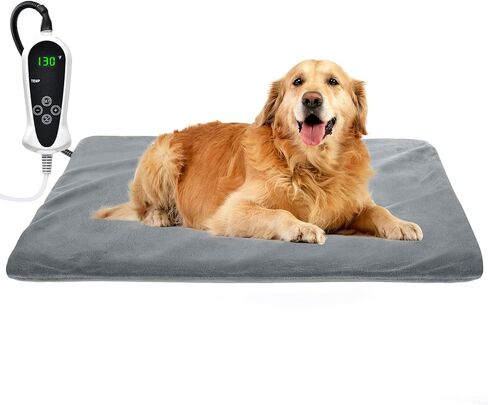 وسادة تدفئة للحيوانات الأليفة من ريوجو، وسادة تدفئة كهربائية مطورة للكلاب والقطط، مقاومة للماء في الأماكن المغلقة، إيقاف تشغيل تلقائي (S 17.5 بوصة × 14 بوصة، رمادي) in Kuwait