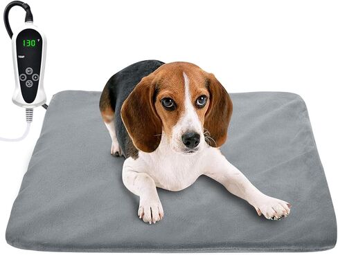 RIOGOO Pet Heating Pad, Upgraded Electric Dog Cat Heating Pad Indoor Waterproof, Auto Power Off (M: 18"x 18", Grey) in Kuwait