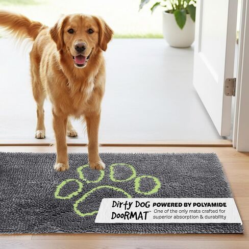 ممسحة أرجل الكلاب القذرة الذكية من Dog Gone - سجادة سريعة الجفاف مع دعامة فائقة الإمساك للأرضيات النظيفة - سجادة فائقة الامتصاص وقابلة للغسل في الغسالة للأقدام الموحلة - رمادي بارد in Kuwait