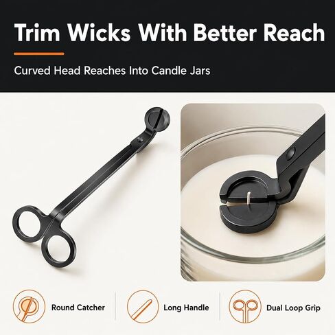 Saiveina 3 in 1 Candle Accessory Set, Candle Wick Trimmer, Wick Dipper, Candle Snuffer Extinguisher, Candle Care Kit with Gift Package for Candle Lover(Black) in Kuwait