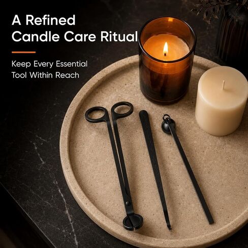 Saiveina 3 in 1 Candle Accessory Set, Candle Wick Trimmer, Wick Dipper, Candle Snuffer Extinguisher, Candle Care Kit with Gift Package for Candle Lover(Black) in Kuwait