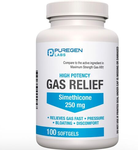 كبسولات هلامية لينة لتخفيف الغازات ذات قوة قصوى من P Puregen Labs مع سيميثيكون 250 مجم تخفف الضغط والانتفاخ والانزعاج المؤلم مقارنة بغاز X وPhazyme - إجمالي 200 قطعة in Kuwait