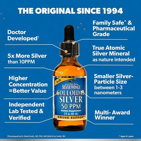 Natural Path Silver Wings Colloidal Silver 50ppm (250mcg) Immune Support Supplement 2 fl. oz. spray in Kuwait