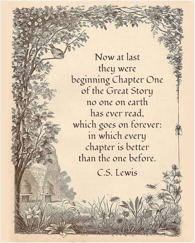الآن أخيرًا - اقتباسات C S Lewis ديكور جداري ملهم، فن جداري تحفيزي للديكور العتيق، طباعة حائط رسم ريترو لديكور غرفة المعيشة، ديكور المنزل، المكتب، الكنيسة، أو ديكور الغرفة، غير مؤطر - 8x10 in Kuwait