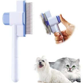 Cat Comb Pet Comb Self Cleaning Upgraded Cat Brush for Long Haired Cats & Dogs, Blue in Kuwait