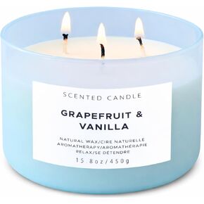 Grapefruit Vanilla Stress Relief Aromatherapy Candle with Berries, Bergamot - Summer Beach Candle - Highly Scented Candles for Men & Women 15.8 oz - Large 3-Wick Soy Candles for Home Scented in Saudi Arabia