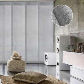 GoDear تصميم قابل للتعديل انزلاق لوحة المسار الستائر الرأسية 45.8 "- 86" ث × ما يصل إلى 96 "ح، ستائر النوافذ القابلة للتمديد لانزلاق الأبواب الزجاجية، أقرب الأبواب، الستائر لوحة المنسوجة الطبيعية القابلة للتشذيب، البقان in Saudi Arabia