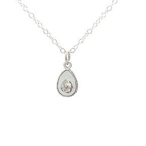 Small Avocado 3-D Sterling Silver Charm Necklace Fruit Tree Guacamole (Average Length 17-18"-TINY Charm) in Saudi Arabia
