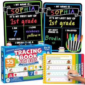 First Day of School Chalkboard & Tracing Book for Kids 3-5 in Saudi Arabia