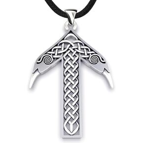 Viking Rune Tyr Tiwaz Necklace-925 Sterling Silver - Pendant with Celtic Knot and Raven - Norse Mythology Amulet Talisman - Nordic Scandinavian Runic Jewelry for Men Women - Handmade in Kuwait