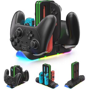 Controller Charger Dock for Nintendo Switch, 6 in 1 Charging Station for Nintendo Switch Joy-Con Controllers and Pro Controllers Black in Kuwait