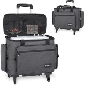 Sewing Machine Case with Wheels, Universal Rolling Trolley Tote with Shoulder Strap & Multiple Storage Pockets Compatible with Most Standard Singer, Brother, Janome, Grey in Saudi Arabia