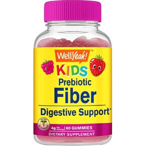 WellYeah Prebiotic Fiber Gummies للأطفال - دعم الجهاز الهضمي، موصى به من قبل الطبيب - صديق للنباتيين وخالي من الغلوتين، خالي من الكائنات المعدلة وراثيًا - نكهات التوت اللذيذة - 60 قطعة in Kuwait