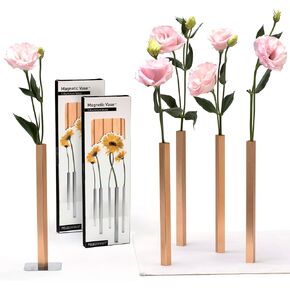 مزهرية زهور مغناطيسية من PELEG DESIGN - مجموعة فريدة وحديثة من 5 مزهريات ألومنيوم فضية لديكور المنزل والحديقة | 9.4 × 0.6 × 0.6 بوصة | مناسبة لكل من الزهور الحقيقية والاصطناعية in Kuwait