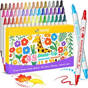 Pagather Washable Markers, 24 Colors Dual Tip Dot & Conical Pens for Kids in Saudi Arabia