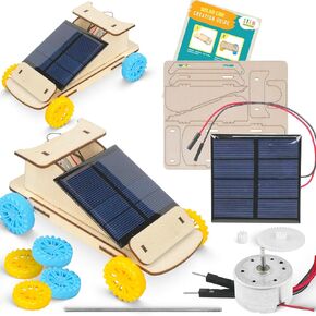 Solar Car Kit, 2-Pack - Build 2 Solar Powered Wooden STEM Cars in Kuwait