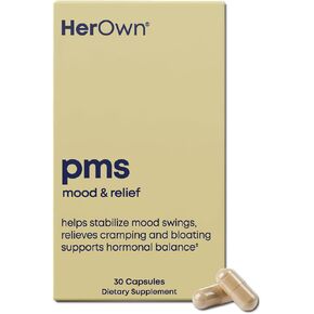 her own PMS, Supports PMS Symptoms, Promotes Positive Mood, Natural Hormone Balance, Helps Relieve Cramping, Hot Flashes Menopause Relief, Gluten and Soy Free, Vegan, 30 Capsules, 30 Servings in Saudi Arabia