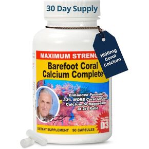 Barefoot Coral Calcium Complete 1500mg, 240 Capsules- Coral Calcium Supplement Developed by Bob Barefoot- Supports Overall Health & PH Levels- Contains Calcium, Magnesium, & Vitamins in Saudi Arabia