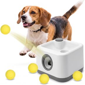 cjc Automatic Dog Ball Launcher,Interactive Fetch Toy for Small/MediumDogs,Pet Ball Thrower Machine for Outdoor Use with 5 PCS Balls,Adjustable Distance 20-40FT (Gray) in Kuwait