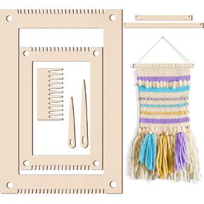 Juexica 7-piece Weaving Loom Kit for Beginners, Complete Wooden, Beige in Kuwait