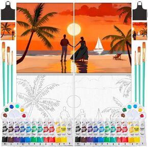 2 Pack Sip and Paint kit for Adults,couples painting kit date night, 8×10 Pre-Drawn Canvas to Paint for Adults, Painting Date Night Party Supplies (Tree of Life) in Kuwait