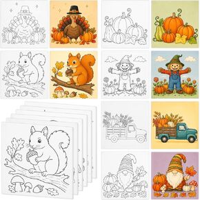 6Pcs Pre Drawn Canvas to Paint for Adults, 6x6 in Floral Art Boards in Kuwait