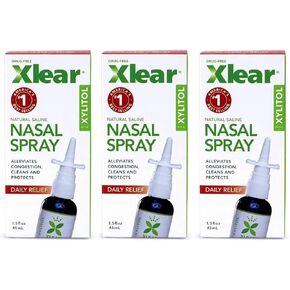 بخاخ الأنف Xlear، بخاخ الأنف الملحي الطبيعي مع الزيليتول، مرطب الأنف للأطفال والكبار، 1.5 أونصة سائلة (عبوة من 3 قطع) in Kuwait