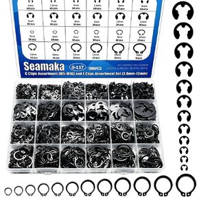 900Pcs E-Clips Assortment Set(2.0mm-12mm) and C Clips Assortment (M5-M16),Snap Rings Assortment Kit with 4 in 1 Snap Ring Pliers,24 Sizes Black Carbon Steel Circlip Retaining Clip in Kuwait