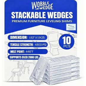 WOBBLE WEDGES Rigid Plastic Shims, 30 Pack - Made in USA - Multi-Purpose Shim Wedges for Home Improvement & Work - Plastic Wedge Furniture Levelers, Table & Toilet Shims, Leveling Feet - Translucent in Saudi Arabia