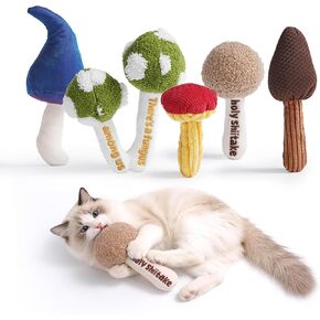 5 Pack Catnip Toys, Cat Toys with Catnip & Silvervine, Colorful Mushroom Kitten Teething & Cat Chew Toys with Different Textures, Funny Cat Kicking Toys for Indoor Cats in Kuwait