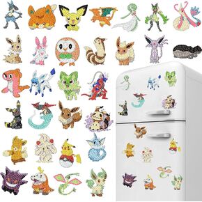 nekpiahu 30 Pcs Cartoon Diamond Painting Magnets, Cute Cartoon Diamond Art Magnet Kits for Adults, 5D Rhinestones Refrigerator Magnetic Stickers for Beginner DIY Crafts, Fridge, Holiday Gifts in Kuwait