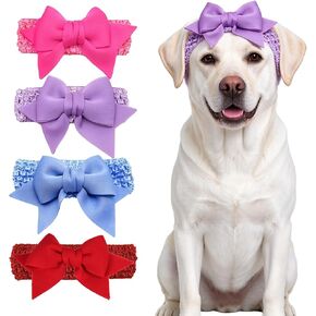 4 Pcs Dog Bowknot Headband & Collars Set, Stretch Bows Collar for Cat in Saudi Arabia