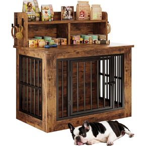 IRONCK 33.4" Small Dog Crate Furniture with Storage Hooks in Kuwait