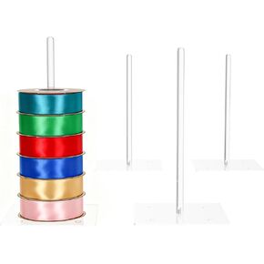 Ribbon Storage Rack Holder,4 Clear Acrylic Pack RibbonTape for Sewing Craft Mesh Thread Tape Wreath Crochet Roll for Big Roll Ribbon(to 100yard) Florist Arts Wrapping Gift 9.84inch Height in Saudi Arabia