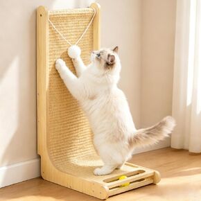 26.8" Sisal Cat Scratcher for Indoor Cats with Bell Plush Toy*2 in Kuwait